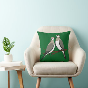 Two Turtle Doves Cut-Out Stencil Retro Style 1 Throw Pillow