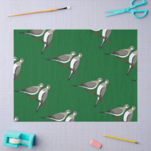 Two Turtle Doves Cut-Out Stencil Retro Style 1 Tissue Paper