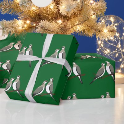 Two Turtle Doves Cut-Out Stencil Retro Style 1 Wrapping Paper