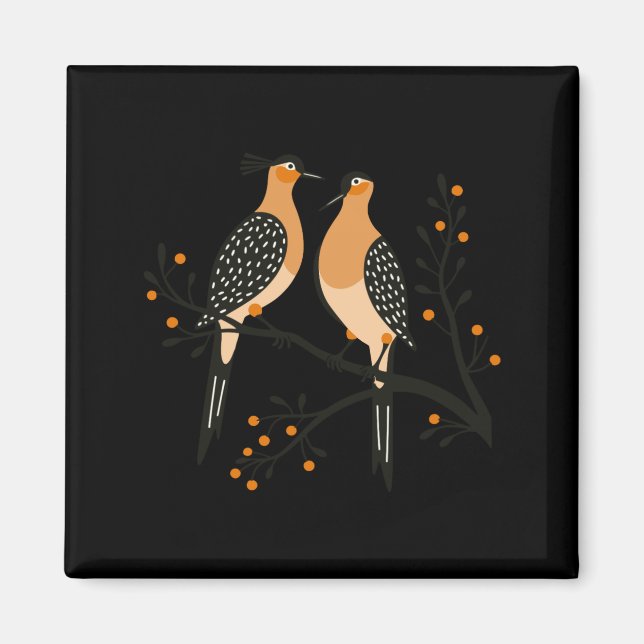 Two Turtle Doves Cut Out Stencil Retro Style 7 Bab Magnet (Front)