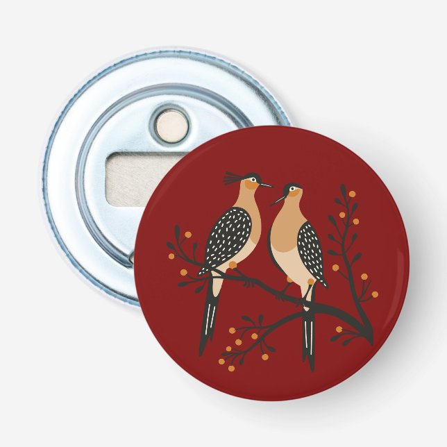 Two Turtle Doves Cut-Out Stencil Retro Style 7 Bottle Opener (Front)