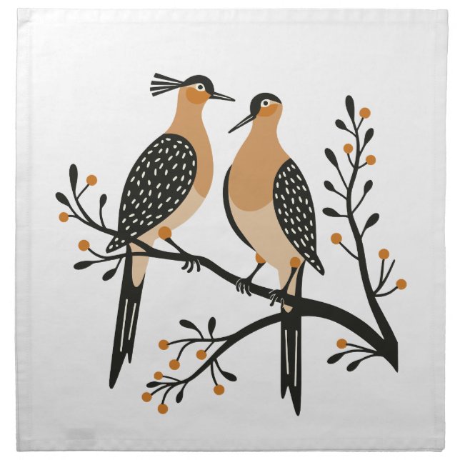 Two Turtle Doves Cut-Out Stencil Retro Style 7 Cloth Napkin (Front)