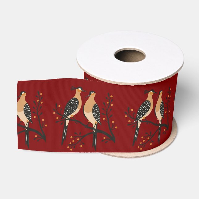 Two Turtle Doves Cut-Out Stencil Retro Style 7 Grosgrain Ribbon (Spool)