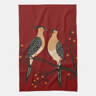 Two Turtle Doves Cut-Out Stencil Retro Style 7 Kitchen Towel