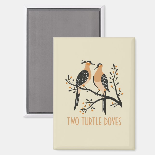 Two Turtle Doves Cut-Out Stencil Retro Style 7 Magnet (Front/Back)
