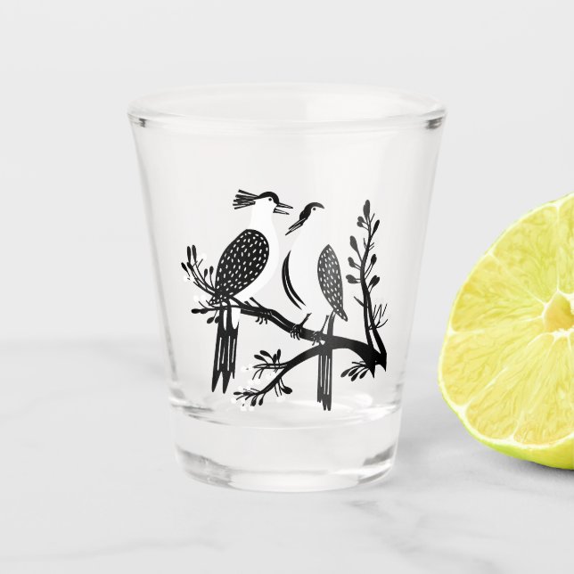 Two Turtle Doves Cut-Out Stencil Retro Style 7 Shot Glass (Front)