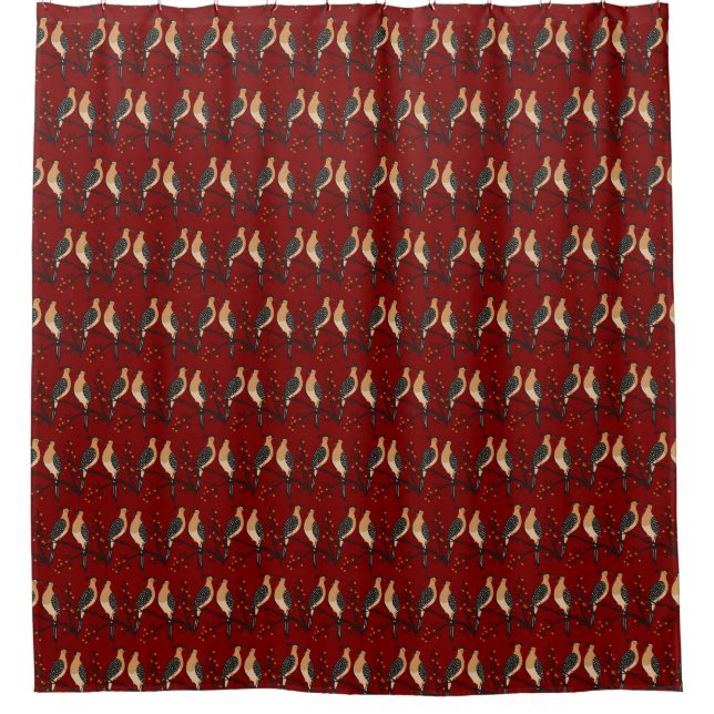 Two Turtle Doves Cut-Out Stencil Retro Style 7 Shower Curtain (Front)