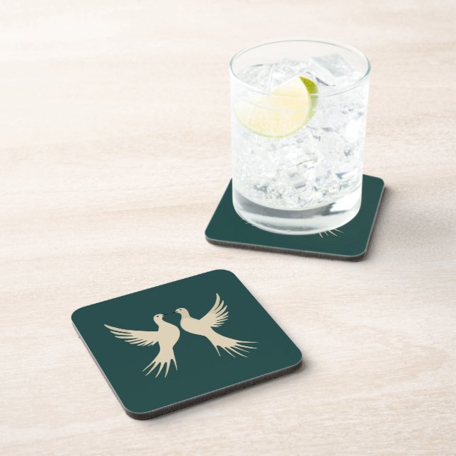 Two Turtle Doves Cut-Out Stencil-Style 2 Beverage Coaster (Right Side)