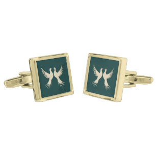 Two Turtle Doves Cut-Out Stencil-Style 2 Cufflinks