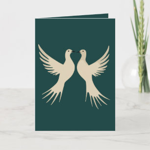 Two Turtle Doves Cut-Out Stencil-Style 2 Holiday Card
