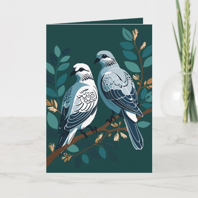 Two Turtle Doves Cut-Out Stencil-Style 2 Holiday Card (Front)