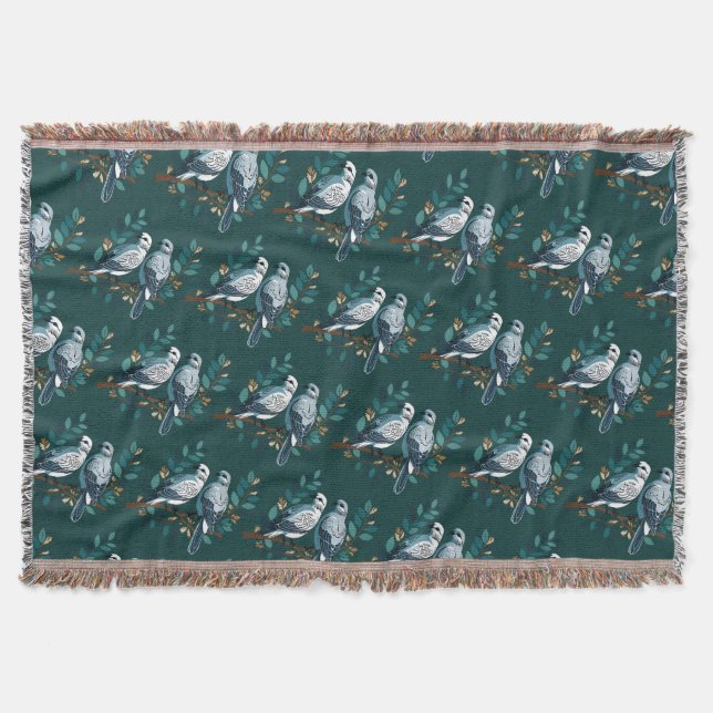 Two Turtle Doves Cut-Out Stencil-Style 2 Throw Blanket (Front)