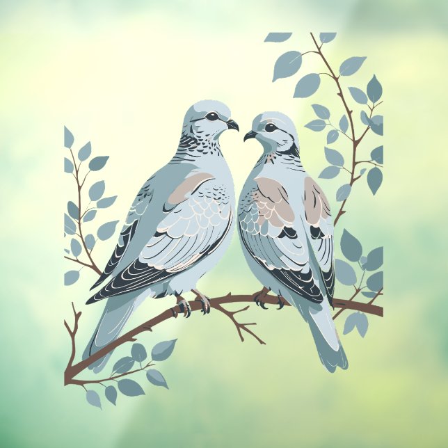 Two Turtle Doves Cut-Out Stencil-Style Window Cling (Sheet 3)