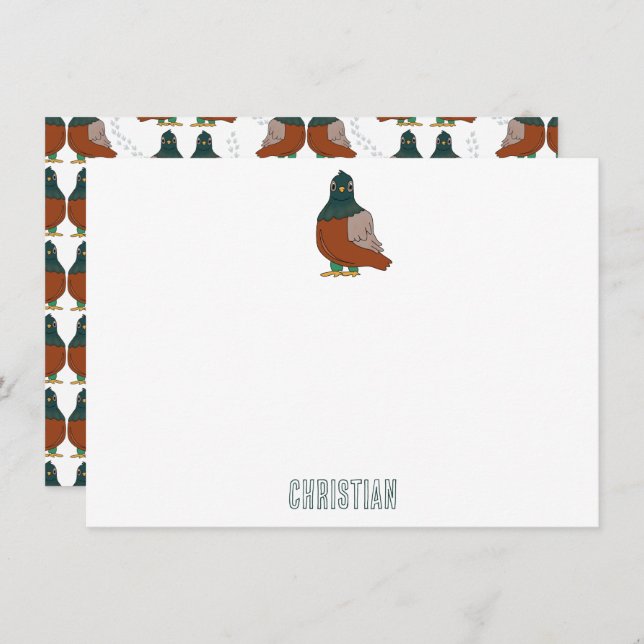Two Turtle Doves Cute Bird Custom  Note Card (Front/Back)