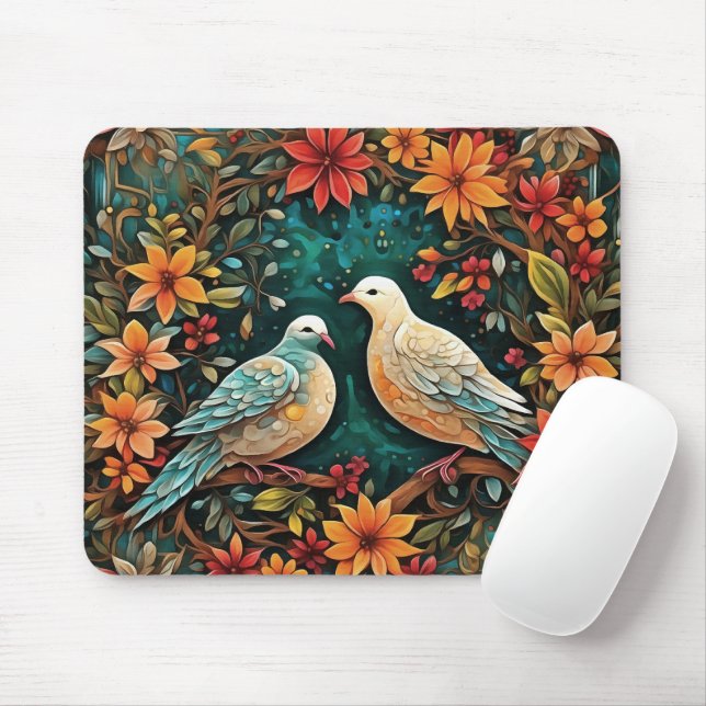 Two Turtle Doves Mouse Pad (With Mouse)