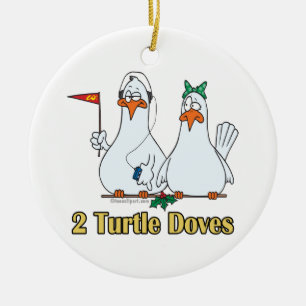 two turtle doves second 2nd day of christmas ceramic ornament
