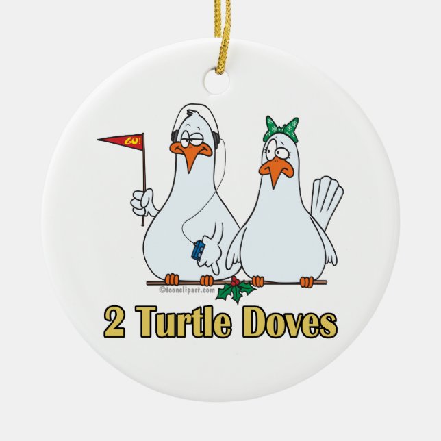two turtle doves second 2nd day of christmas ceramic ornament (Front)