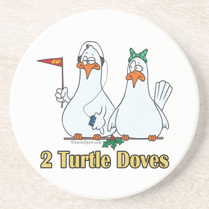 two turtle doves second 2nd day of christmas beverage coasters