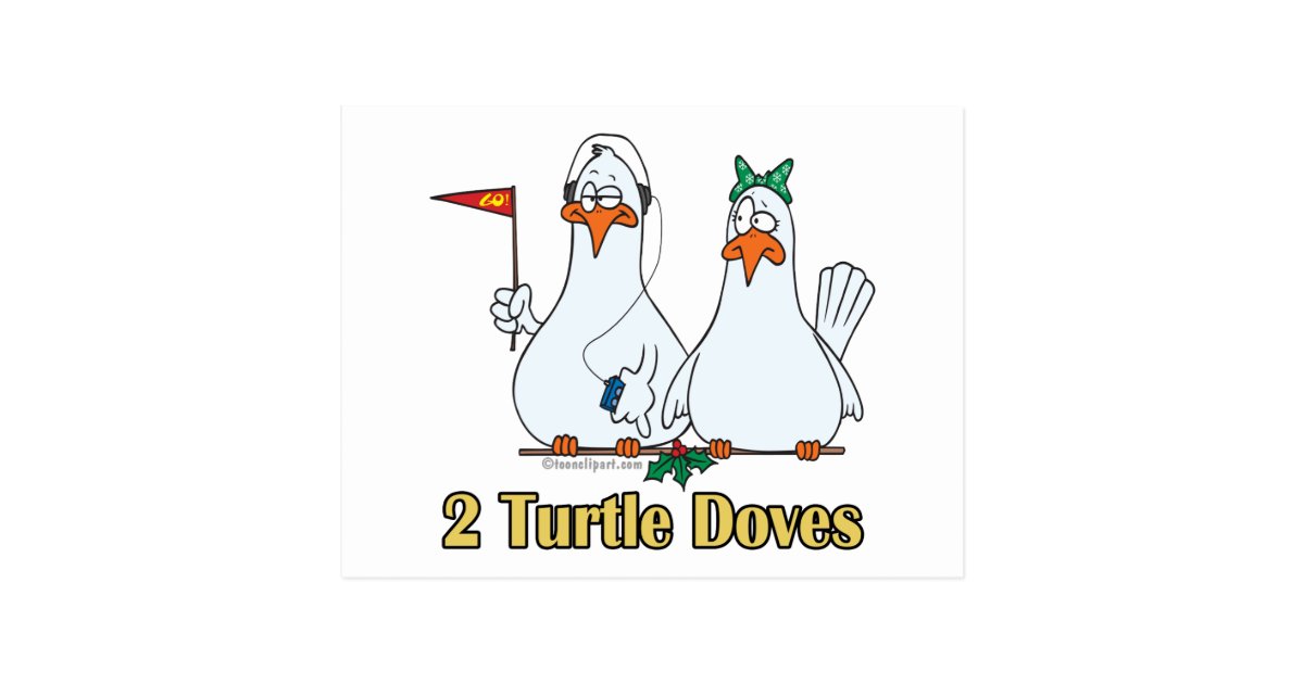 two turtle doves second 2nd day of christmas postcard