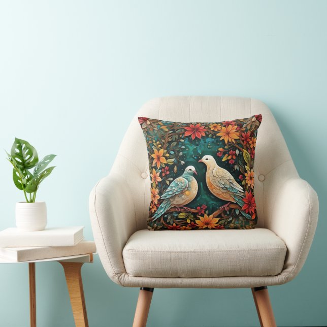 Two Turtle Doves Throw Pillow (Chair)