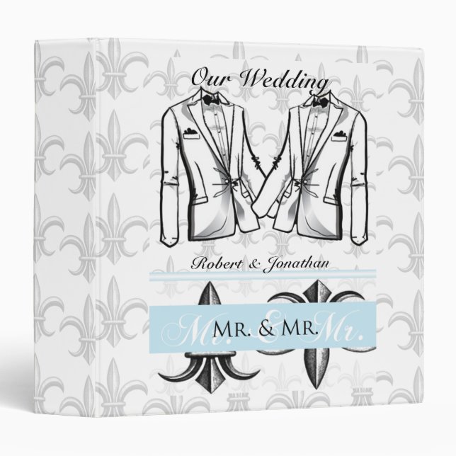 Two Tuxedo Groom Gay Wedding Binder (Front/Spine)