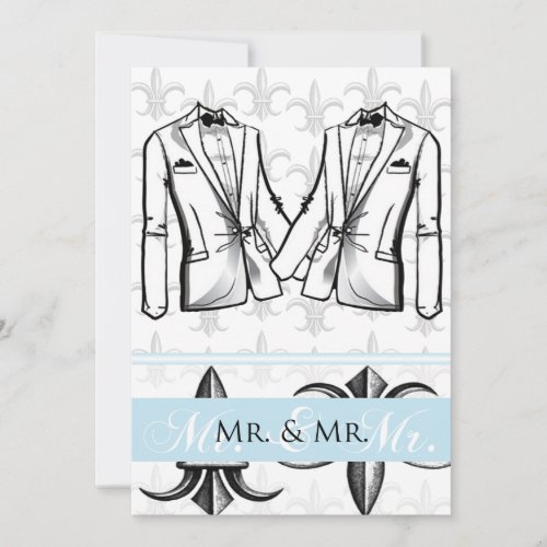 Two Tuxedo Groom Gay Wedding Invitation
