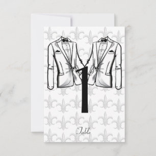 Two Tuxedo Groom Gay Wedding Table Number