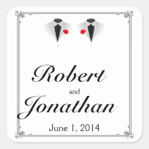 Two Tuxedos Gay Wedding Envelope Seal
