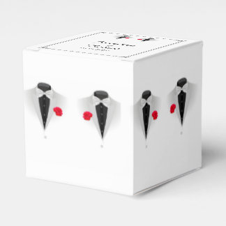 Two Tuxedos on White Gay Wedding Favor Box