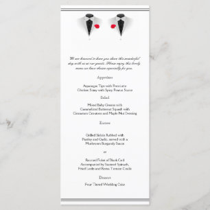 Two Tuxedos on White Gay Wedding Menu