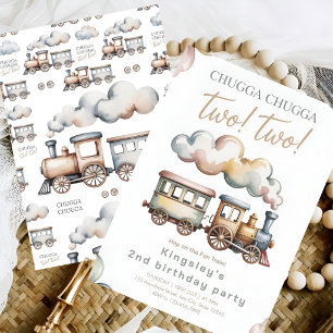 Two Two Train Birthday Invitation