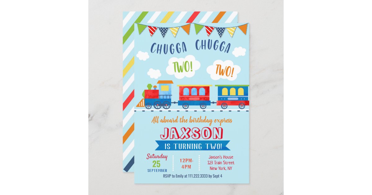 Two Two Train Birthday Invitations | Zazzle