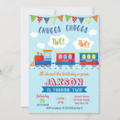 Two Two Train Birthday Invitations (Front)