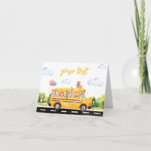 Two Two Two School Bus Food Tent Sign Letterpress Thank You Card