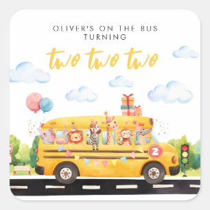 Two Two Two School Bus Square Sticker
