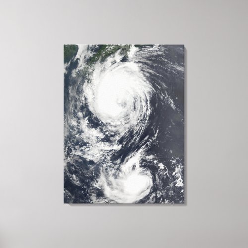 Two Typhoon systems approaching the Far East Canvas Print