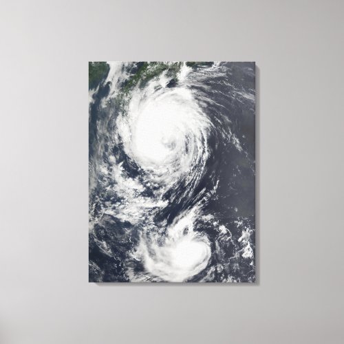 Two Typhoon systems approaching the Far East Canvas Print