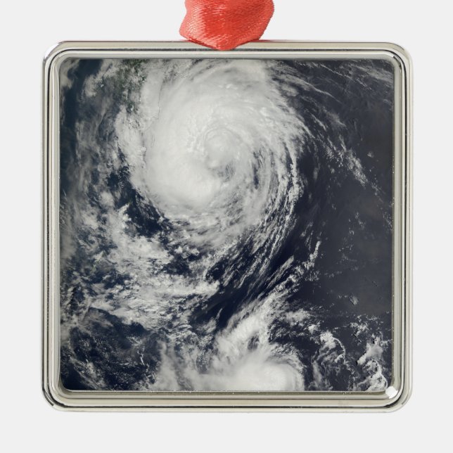 Two Typhoon systems approaching the Far East Metal Ornament (Front)