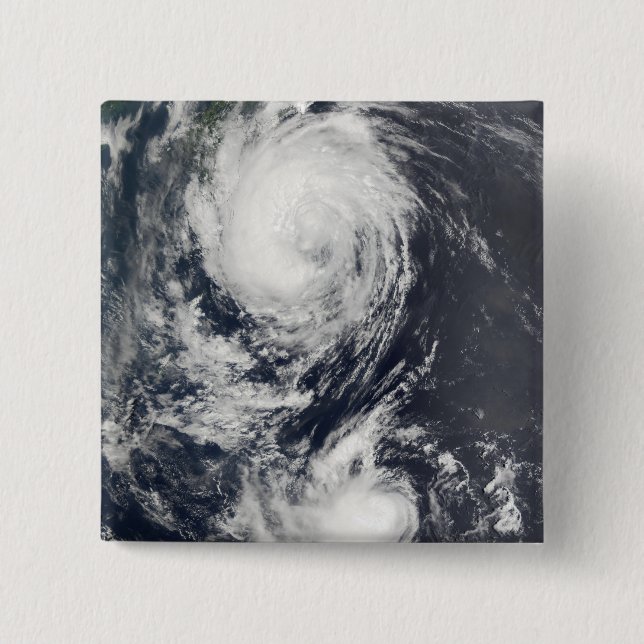 Two Typhoon systems approaching the Far East Pinback Button (Front)