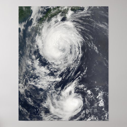 Two Typhoon systems approaching the Far East Poster
