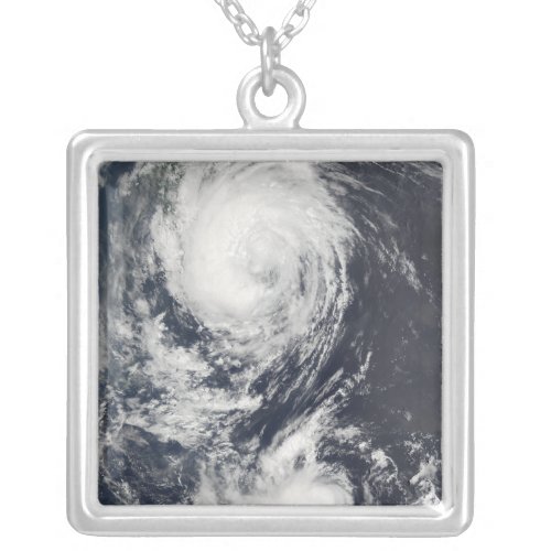 Two Typhoon systems approaching the Far East Silver Plated Necklace