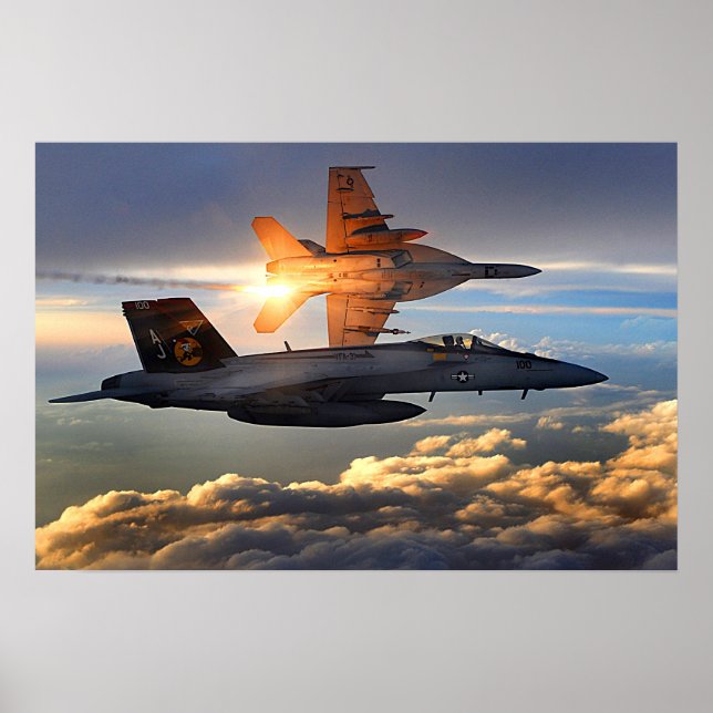 Two U.S. Navy F/A-18 Super Hornets Poster (Front)