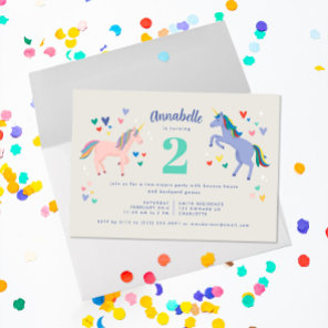 Two Unicorn Twonicorn Birthday Party Invitation
