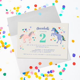 Two Unicorn Twonicorn Birthday Party Invitation