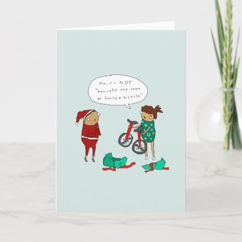 Two Unicycles  Funny Comic Cycling Christmas Card