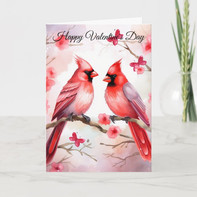 Two Valentine Cardinals Holiday Card (Front)