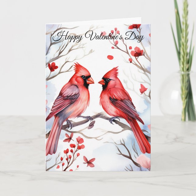 Two Valentine Cardinals Holiday Card (Front)