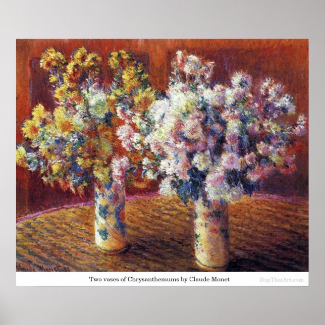 Two vases of Chrysanthemums by Claude Monet Poster (Front)