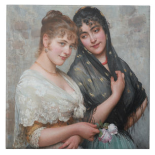 Two Venetian Women (Italian Ladies) Ceramic Tile
