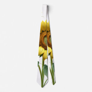 Two Vibrant Sunflowers with Lush Green Leaves Neck Tie